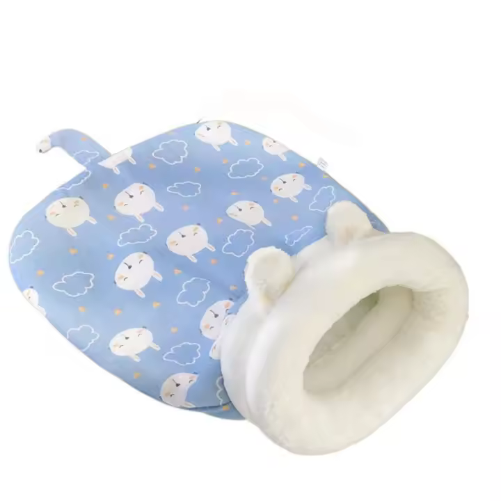 Saco de dormir grueso y cálido para gatos, con orejas, túnel suave, nido para gatos, forro polar de cordero, cómodo cojín para gatos y cachorros - 1