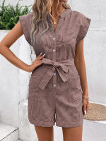 Mono de verano a rayas para mujer, mono de manga corta, pantalones cortos - details 24