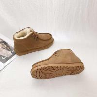 Nuevas botas de nieve con cordones para hombre de lana de cuero genuino cálidas y antideslizantes - details 3
