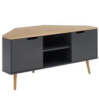 mueble tv esquina negro y roble