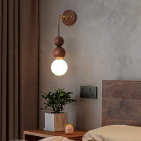 Lámpara de pared para dormitorio, candelabro de mesita de noche de estilo chino de nogal, Fondo de sala de estar Retro japonés - details 2
