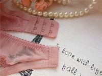 Exquisito conjunto de lencería de encaje transparente ultrafino rosa loto con bordado para mujer - details 20