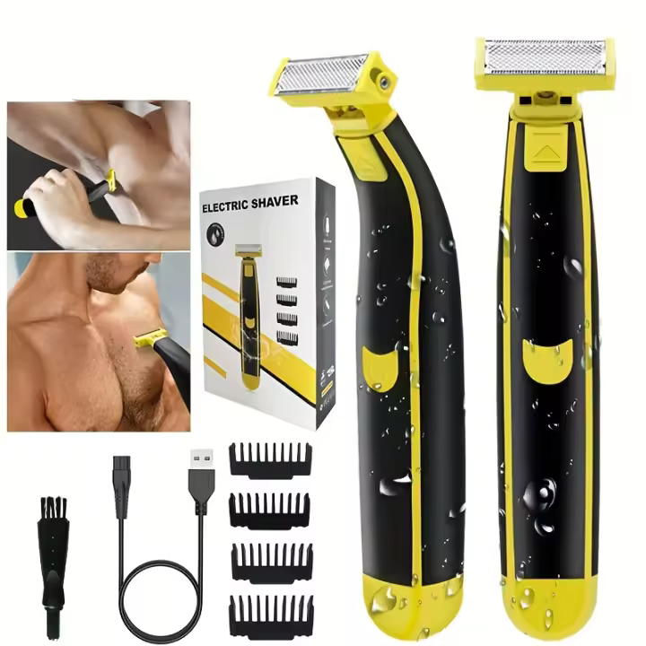 Afeitadora eléctrica recargable para hombres, maquinilla de afeitar para Barba, recortadora corporal, máquina de limpieza para el cuidado facial del cabello, regalos de vacaciones - 1