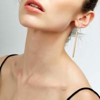 Pendientes de Palo Geométrico de Estilo Punk de 14K Oro-Plata Largos y Gruesos para Mujeres - details 3