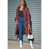 Chaqueta larga de algodón para mujer, camiseta cálida de Color sólido a la moda, invierno, 2024 - details 9