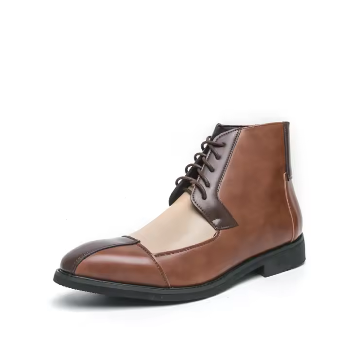 Zapatos de cuero de caña alta de negocios con costuras de moda - 1