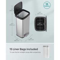 Cubo de basura de acero inoxidable de 18 galones, con Pedal de paso con tapa abierta, cierre suave, gran ahorro de espacio, Sier y negro - details 2