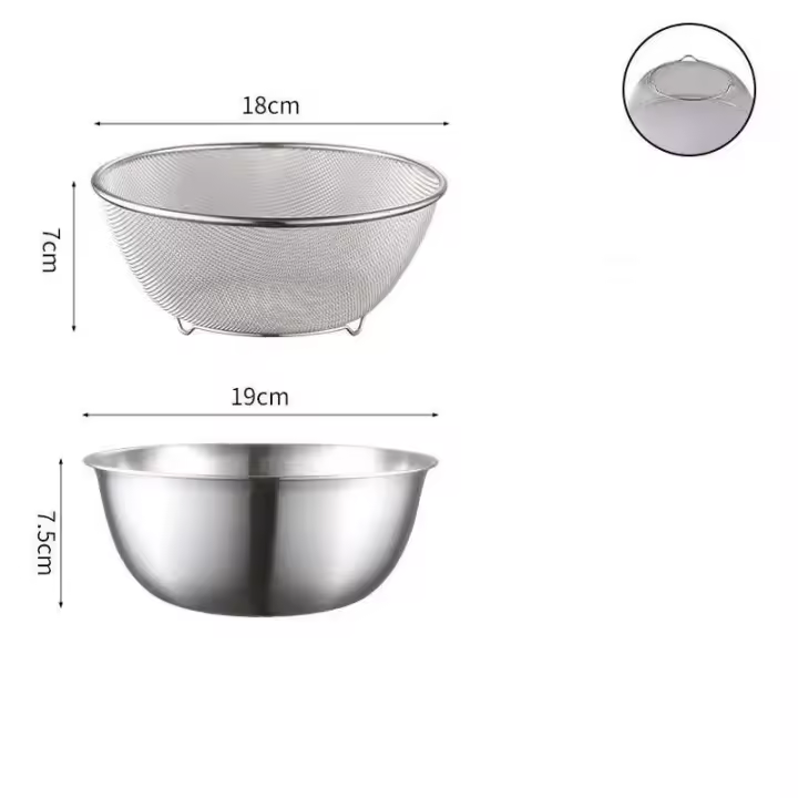 Conjunto de Drenaje de Acero Inoxidable de 2 Piezas Cubo de Almacenamiento con Escala - 1