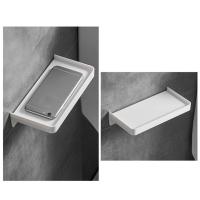 Soporte de papel para baño montado en la pared, estante multifunción sin perforaciones, bandeja para teléfono, cesta de ducha de plástico para baño - details 2