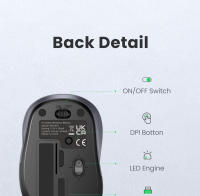 Ratón UGREEN inalámbrico 2,4G forma ergonómica clic silencioso 2400 DPI para MacBook Tablet ordenador portátil ratón - details 9