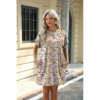 BUNO-2025 Camiseta holgada de manga corta para mujer, vestidos estampados con bolsillos y cuello redondo - details 37