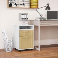 Mueble de Oficina Móvil con Cajón y Gabinete Soporte de Impresora con Ruedas Tamaño 40x35x60 cm - details 1