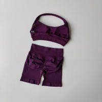 Traje de Yoga de 2 piezas para mujer, ropa de gimnasio de encaje perfecto, Sujetador deportivo Halter, pantalones cortos de impacto a juego, conjuntos de entrenamiento, equipo de gimnasio - details 9