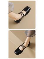 Zapatos de punta cuadrada para mujer, planos, estilo francés, Mary Jane, zapatos coreanos de suela blanda para mujer. - details 4