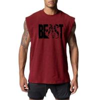 Camiseta sin mangas de gran tamaño con corte lateral abierto para hombre, ropa de culturismo de secado rápido con estampado de l - details 10