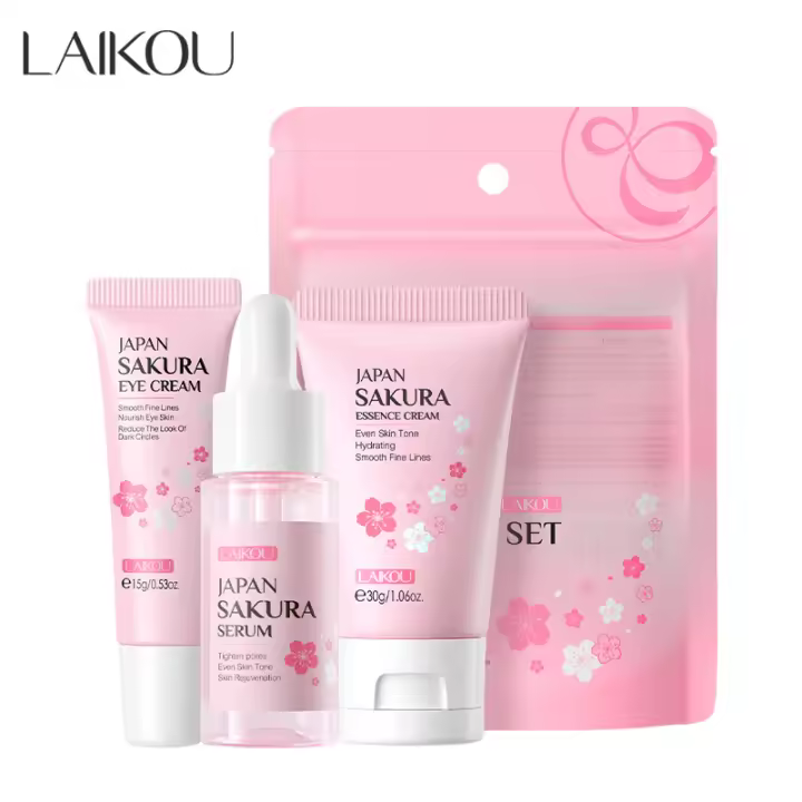 Sakura-Juego de cuidado de la piel, limpiador Facial, crema Facial hidratante, protector solar, mascarilla hidratante, tóner, crema para ojos, suero Facial brillante - 1