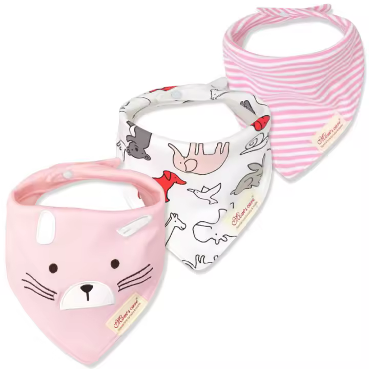 3Pcs Baby Triangle Bibs Set Printed Saliva Towel Infant Feeding Apron - 1