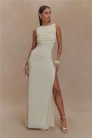 Elegante Vestido Largo de Verano Mozision sin Espalda Sexy Escote en Redondo, Alto hasta la Coxa, Estilo Bodycon - details 2