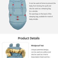 PANGDUBE-saco de dormir Universal para cochecito de bebé, saco de invierno a prueba de viento - details 5