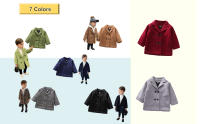 Chaqueta de Tweed verde aguacate con solapa para niños y niñas, abrigo de lana mediano, cálido - details 3