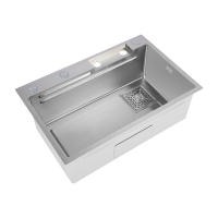 Fregadero de cocina doble integrado, fregadero de acero inoxidable con cascada, 4 modos de agua, 75x35x21 cm - details 13