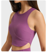 Sujetador deportivo de yoga para mujer SHINBENE con cuello alto y diseño de costilla para gimnasio y entrenamiento tipo Racerback con built in bra - details 6