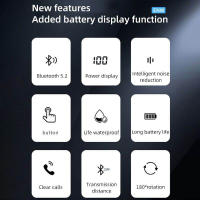 Auriculares inalámbricos con Bluetooth 5,2, dispositivo de audio giratorio de 180 °, con cancelación de ruido, pantalla LED, modo de espera largo, con micrófono, para música, para todos los teléfonos inteligentes - details 9