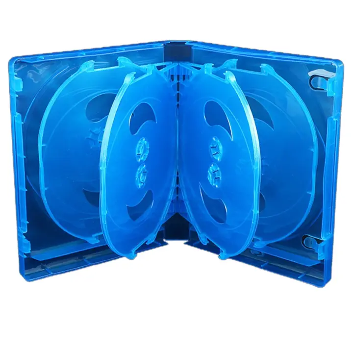 Caja de almacenamiento para CD Paquete de 10 piezas Caja para CD Caja de plástico para CD de doble cara Caja para CD para automóvil Caja para DVD engrosada,Blue - 1
