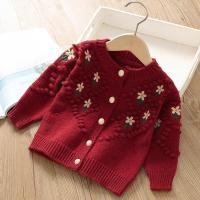 Abrigo de Punto con Bordado Floral para Niñas en Otoño Ropa Exterior Cálida para Niños - details 2