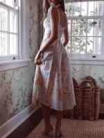 Vestido largo bohemio de verano con tirantes finos, estampado floral, para mujer - details 3