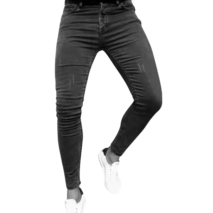 Pantalones Jean de Corte Recto para Hombres Cintura Media, Ajuste Deportivo, Múltiples Bolsillos, Cremallera de Moda Casual - 1