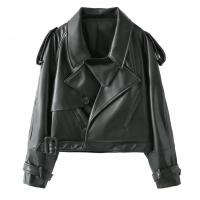 Chaqueta recortada de estilo europeo, chaqueta de cuero genuino roja para espectáculos y desfiles, novedad de 2025 - details 1