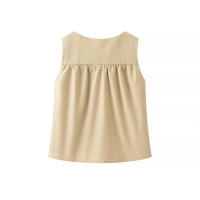 OUWU- Blusa plisada a la moda para mujer, sin mangas, cuello redondo, Top elegante, camisa femenina, prenda de moda - details 3