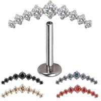 Pendientes de titanio G23 con rosca interna, superficie CZ de 9 pines, pendientes de cartílago tragus, pendientes de labio, joyería de perforación en espiral - details 0