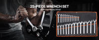 SucceBuyJuego de llaves combinadas de 25 piezas métricas de 6 mm a 32 mm con bolsa enrollable, adecuado para diversas tareas como reparaciones automotrices, mantenimiento mecánico y reparaciones domésticas. - details 0