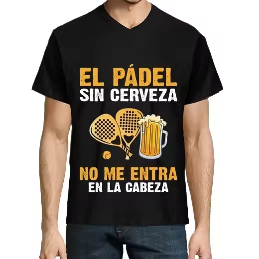 pádel sin cerveza no cabe,Camiseta de Pádel Divertido, ropa para exteriores - 1