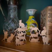 Nueva Torre de madera de juguete para gatos, adorno apilable para gatos, Mini regalos bonitos para gatos de yoga de escritorio - details 3