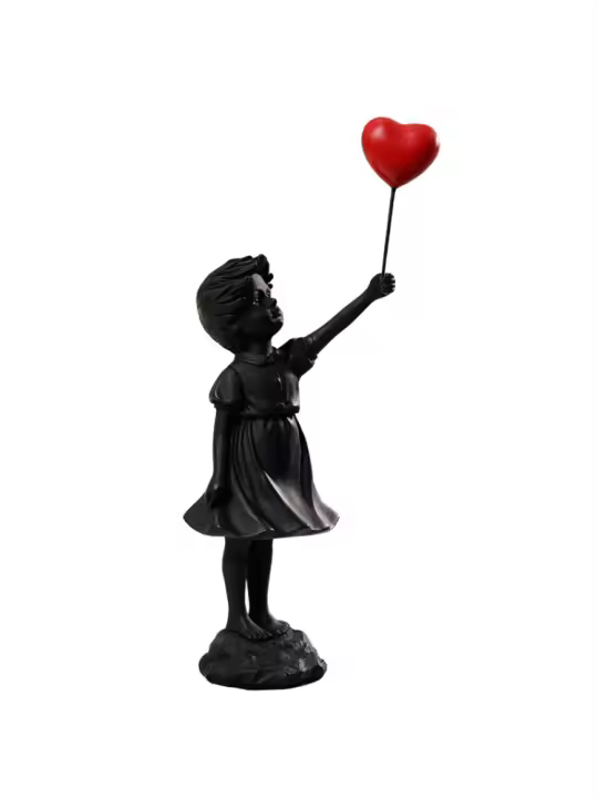 Estantería de estatua de resina con escultura de niña con globos artísticos - 1