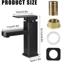 Grifos Monomando para Lavabos de Baño, Grifo Bañera Alto Cascada Negro, Agua Fría y Caliente con Dos Mangueras - details 1