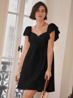 Vestido de cuello V de mujer vestido relajado y casual corto - details 9