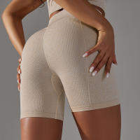 Nessaj-pantalones cortos de yoga sin costuras, con patrón de cuadros, transpirables, para gimnasio, mallas push up - details 21