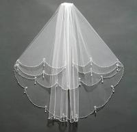 Velo de dos capas hasta el codo, borde con cuentas, velo de novia corto de lujo, velos de novia de color blanco marfil - details 0