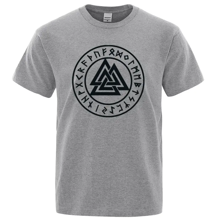Camiseta con estampado de símbolos de Odín Vikings para hombre, camisa de manga corta para hombre, camisetas informales de Hip-Hop, ropa de calle Harajuku, verano 2022 - 1