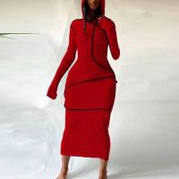 Sweetheart-ropa de calle a la moda para mujer, vestido largo negro con mangas y cinturón, artículos al por mayor para negocios, otoño e invierno, 2024 - details 8
