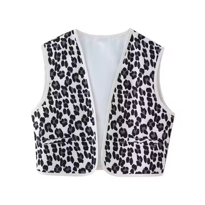 BUNO-Chaleco de leopardo de pana para mujer, ropa de calle con bolsillos de estilo Retro, sin mangas, holgado y fino, Top corto, novedad de 2025 - 1