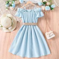 Vestido Casual de Chifón para Niñas Correa de Hombro de Una Línea, Estilo de Princesa para Edades de 8-12 Años - details 9