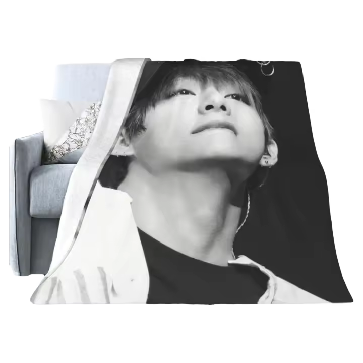 Kim Music Taehyung-Manta de franela suave, manta ligera para todas las estaciones, cálida y acogedora, sofá de dormitorio - 1