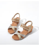Sandalias de cuña bohemias para mujer, nuevo estilo étnico, con punta abierta, versátiles, de tejido cruzado, romanas. - details 15