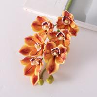 Orquídea Papilio Artificial de 6 cabezas, colores vivos, rama de flor de Cymbidium realista, tallos flexibles de tacto Real, flores falsas - details 10