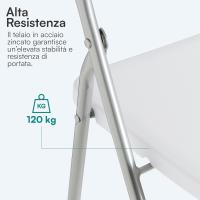 Silla Plegable para Ahorrar Espacio, Silla de Comedor para Interior y Exterior con Estructura de Acero, 42x38x78 cm (Blanco, 6) - details 4